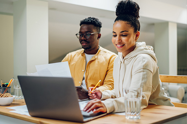 Young woman looking at her investment options