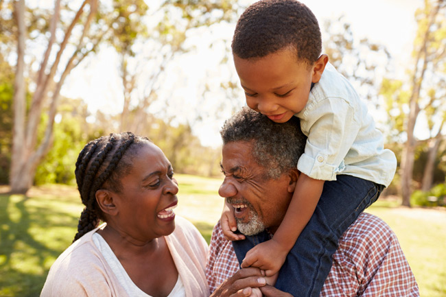 Happy grandparents saving for their grandchild