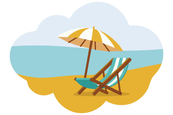 Bubble imaging retirement as lying on a deck chair at the beach